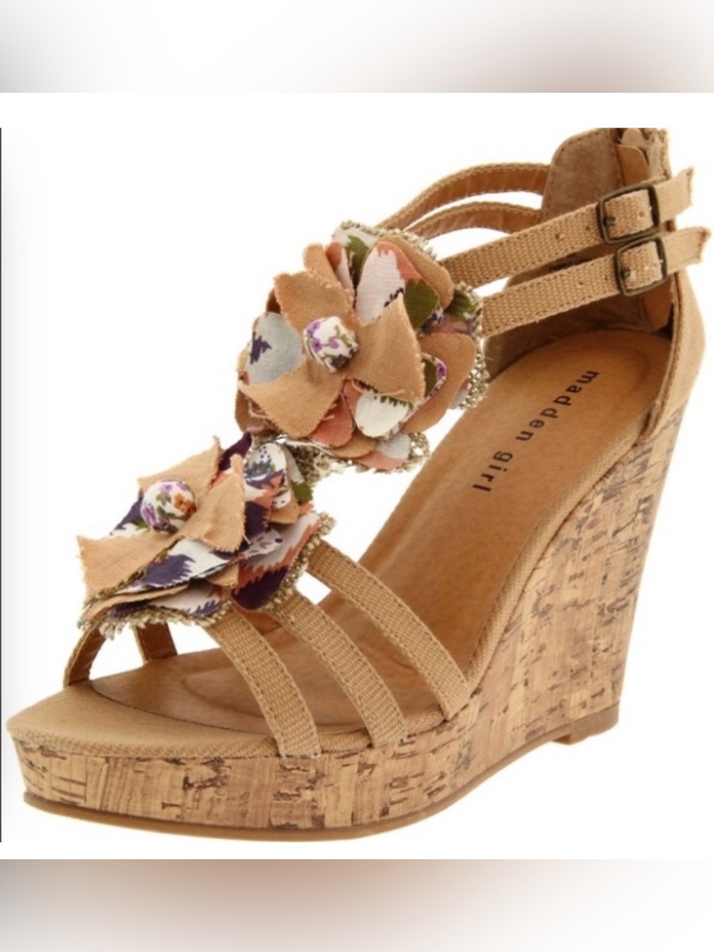 NWT Madden Girl Kloverr Floral Strap Wedge Sandals